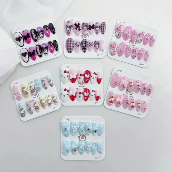 Sanrio Kuromi, Hello Kitty Pastel & Pink Press On Nail Set 12pc set- One Set Ea - Picture 5 of 7